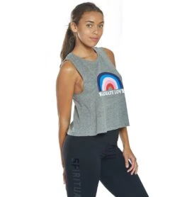 Spiritual Gangster Radiate Crop Tank Medium Heather Grey