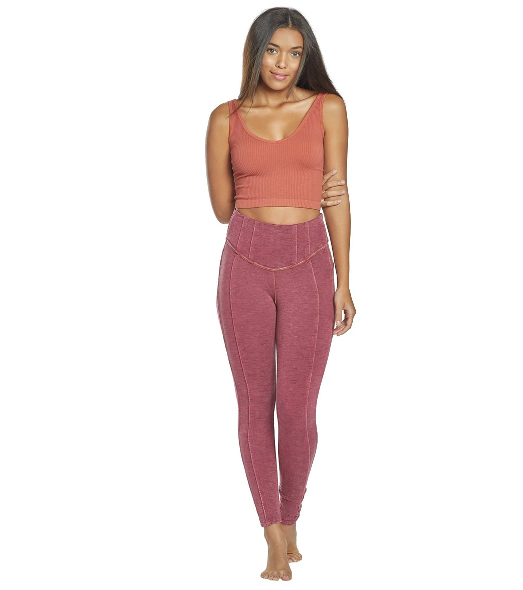 Free People Hybrid Yoga Leggings Dark Pink - Image 3