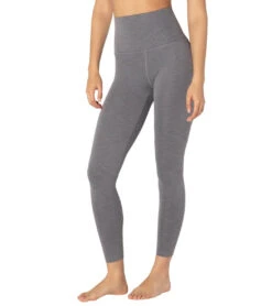 Beyond Yoga Heather Rib High Waisted 7/8 Yoga Leggings Gray Heather