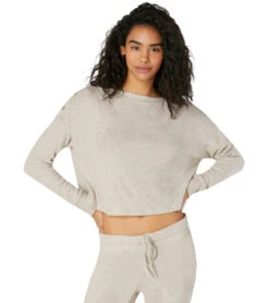 Beyond Yoga Your Line Buttoned Boxy Yoga Pullover Oatmeal Heather
