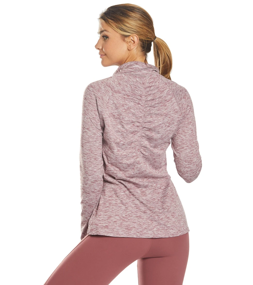 Balance Collection 1/4 Zip After Yoga Pullover Heather Amaranth - Image 2