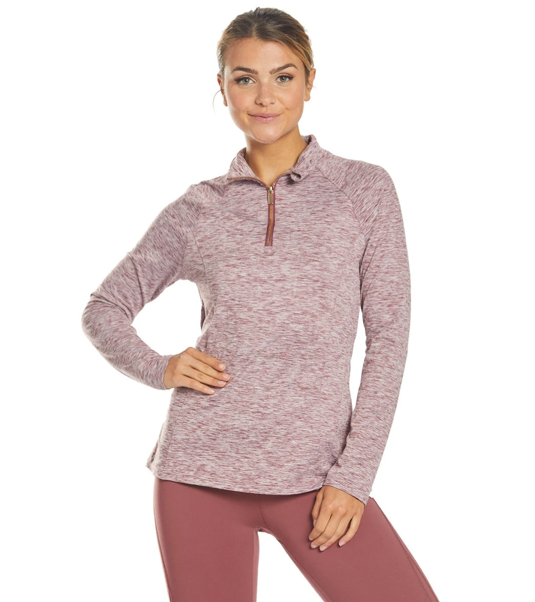 Balance Collection 1/4 Zip After Yoga Pullover Heather Amaranth - Image 5
