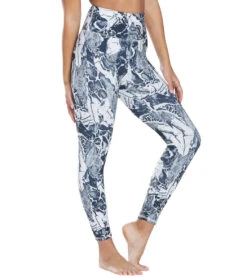 Marika High Waisted Printed Yoga Capris Black And White Torn Animal Print