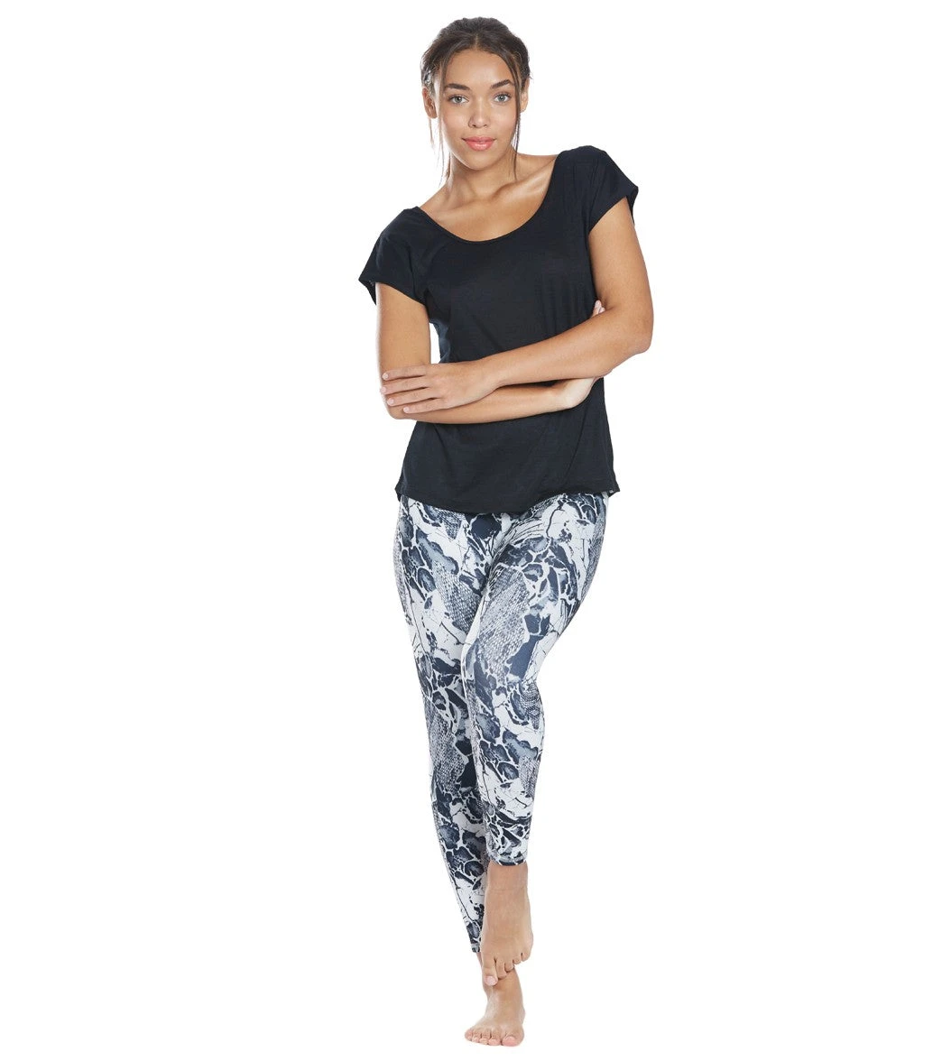 Marika High Waisted Printed Yoga Capris Black And White Torn Animal Print - Image 3