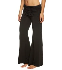 Hard Tail Ruched Waist Wide Leg Yoga Pants Black