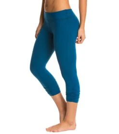 Beyond Yoga Essential Gathered Yoga Capris Mosaic Blue