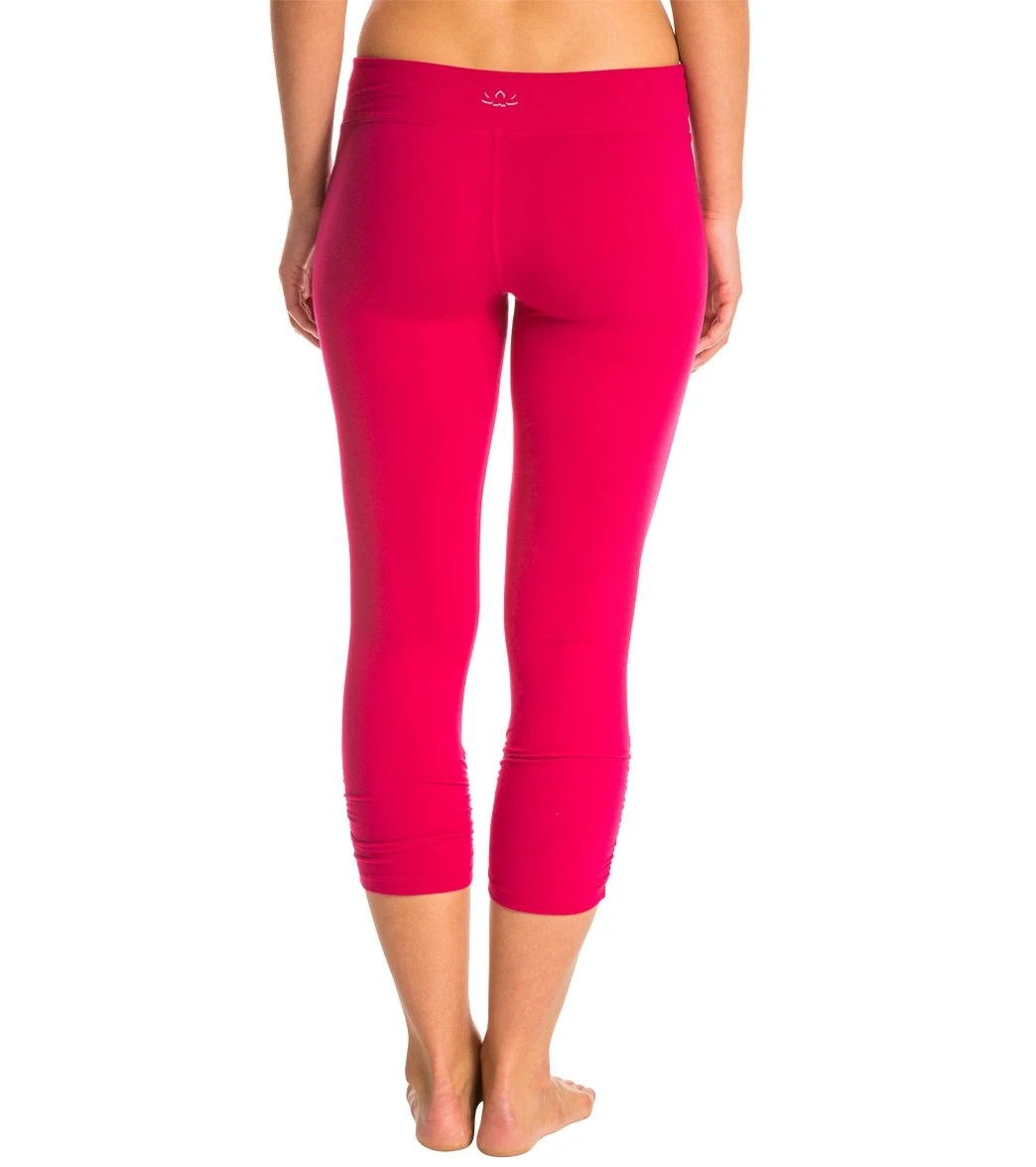 Beyond Yoga Essential Gathered Yoga Capris Wildberry - Image 2