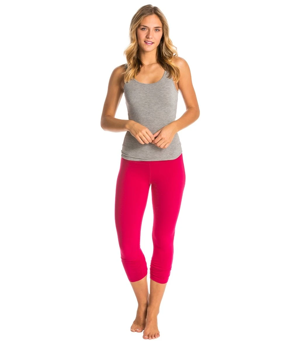 Beyond Yoga Essential Gathered Yoga Capris Wildberry - Image 3
