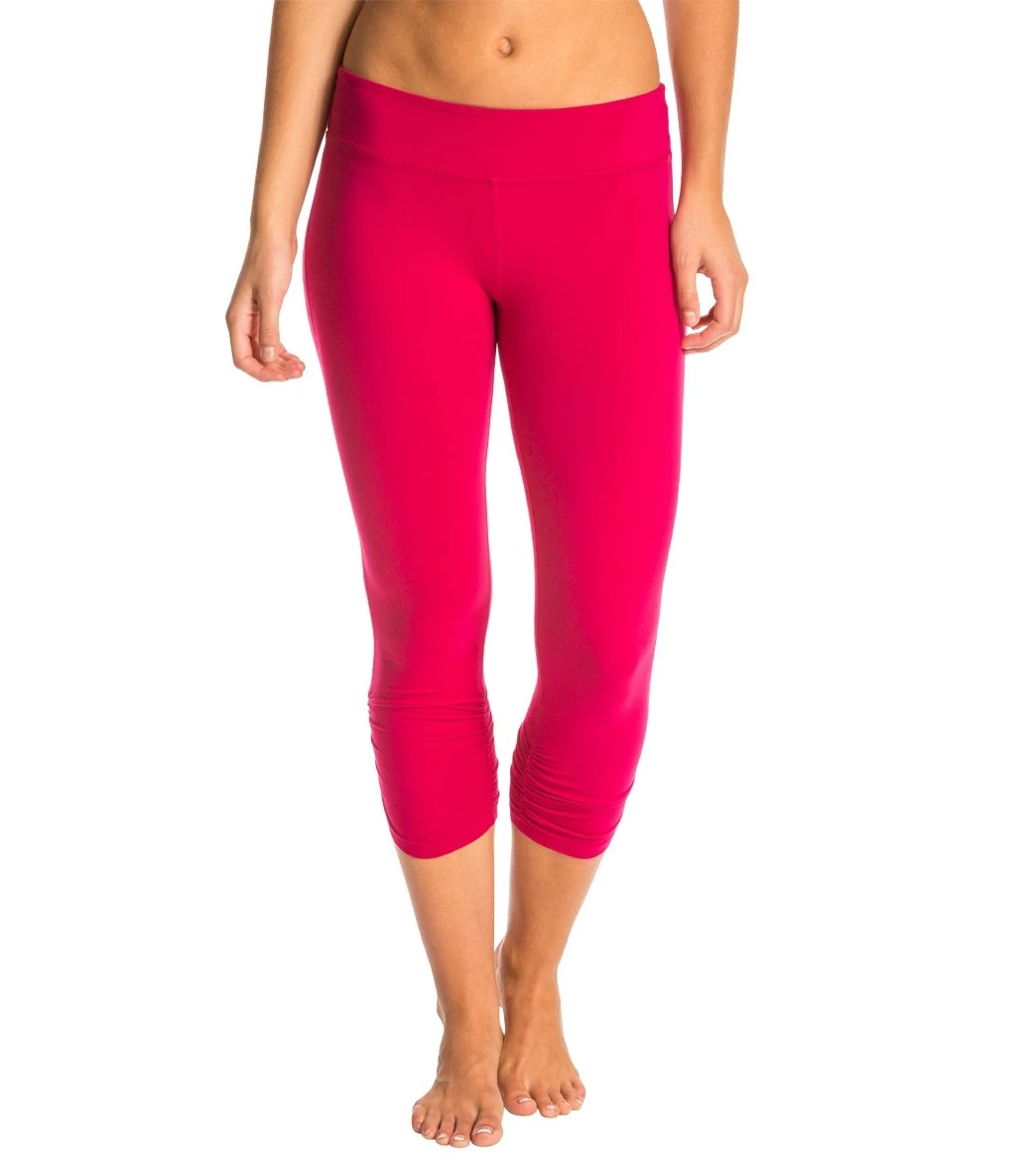 Beyond Yoga Essential Gathered Yoga Capris Wildberry - Image 4
