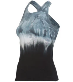 Hard Tail Printed Open Back Support Tank Top Navy/White Rainbow Horizon