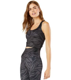 Beyond Yoga Lux First Class Cropped Yoga Tank Black Tiger Stripe
