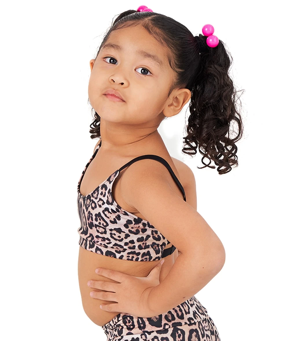 Onzie Girl's Elastic Yoga Sports Bra Leopard - Image 2