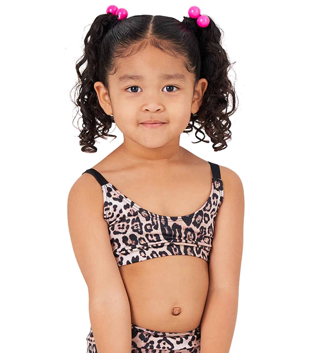Onzie Girl's Elastic Yoga Sports Bra Leopard - Image 4