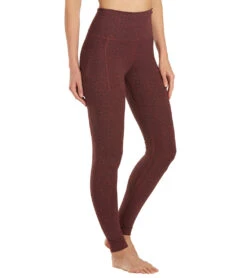 Everyday Yoga Uphold Cheetah High Waisted Leggings With Pockets 28" Burgundy Cheetah