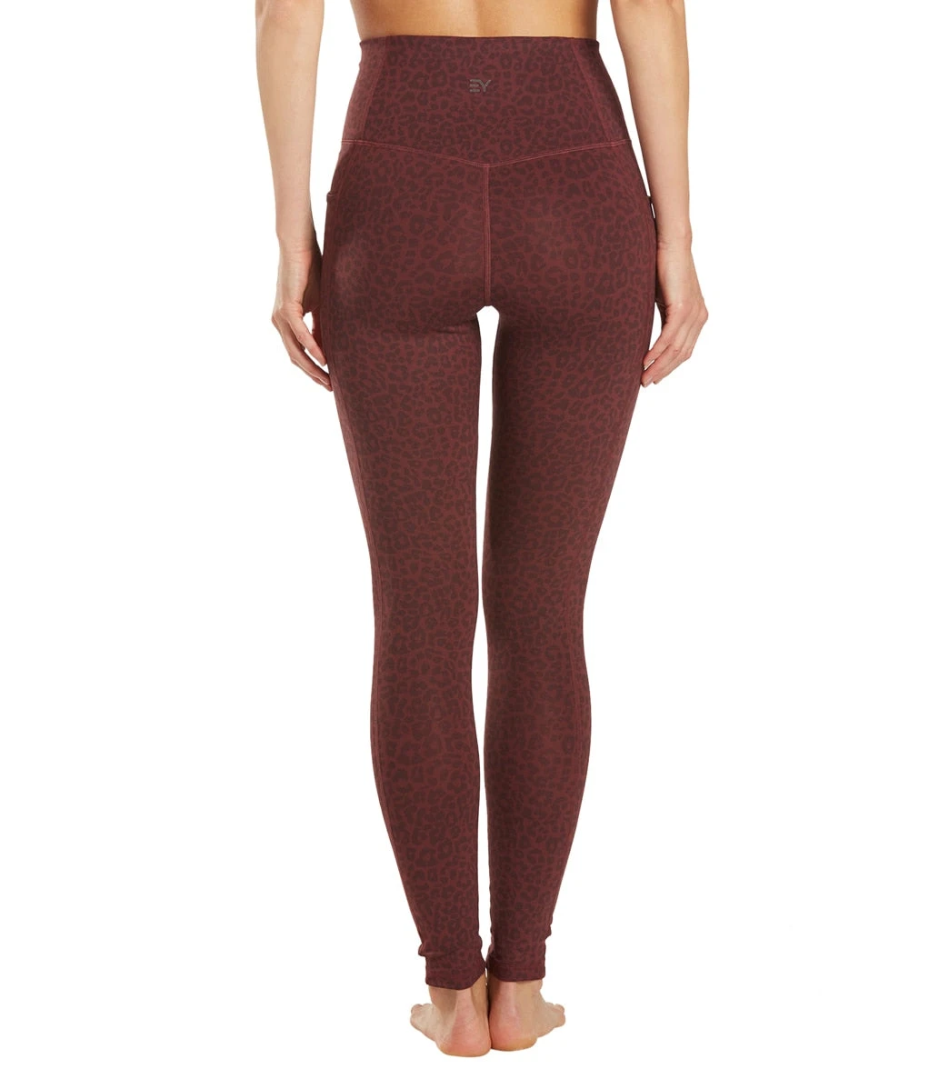 Everyday Yoga Uphold Cheetah High Waisted Leggings With Pockets 28" Burgundy Cheetah - Image 2