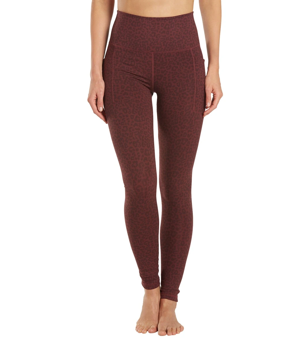 Everyday Yoga Uphold Cheetah High Waisted Leggings With Pockets 28" Burgundy Cheetah - Image 5