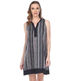 Yak & Yeti Dress Striped Tribal Print Loose Fit