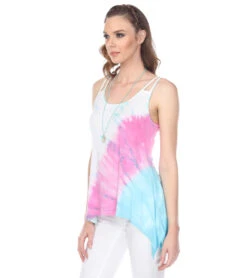 Yak & Yeti Top Tie Dye Double Pointed Hem Pink