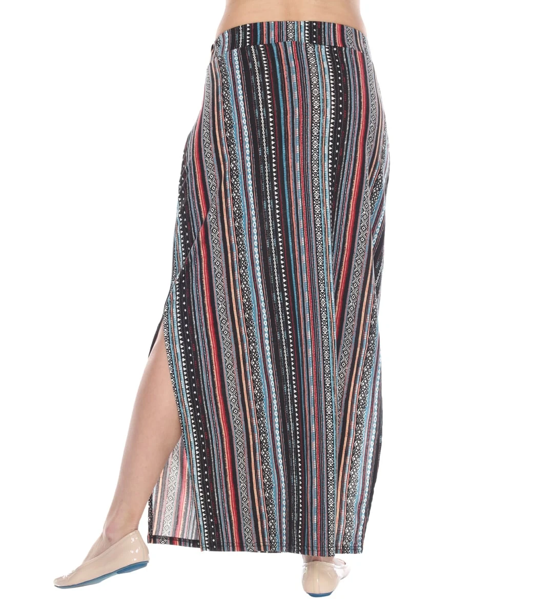 Yak & Yeti Long Skirt Stretchy Striped Tribal Print - Image 7