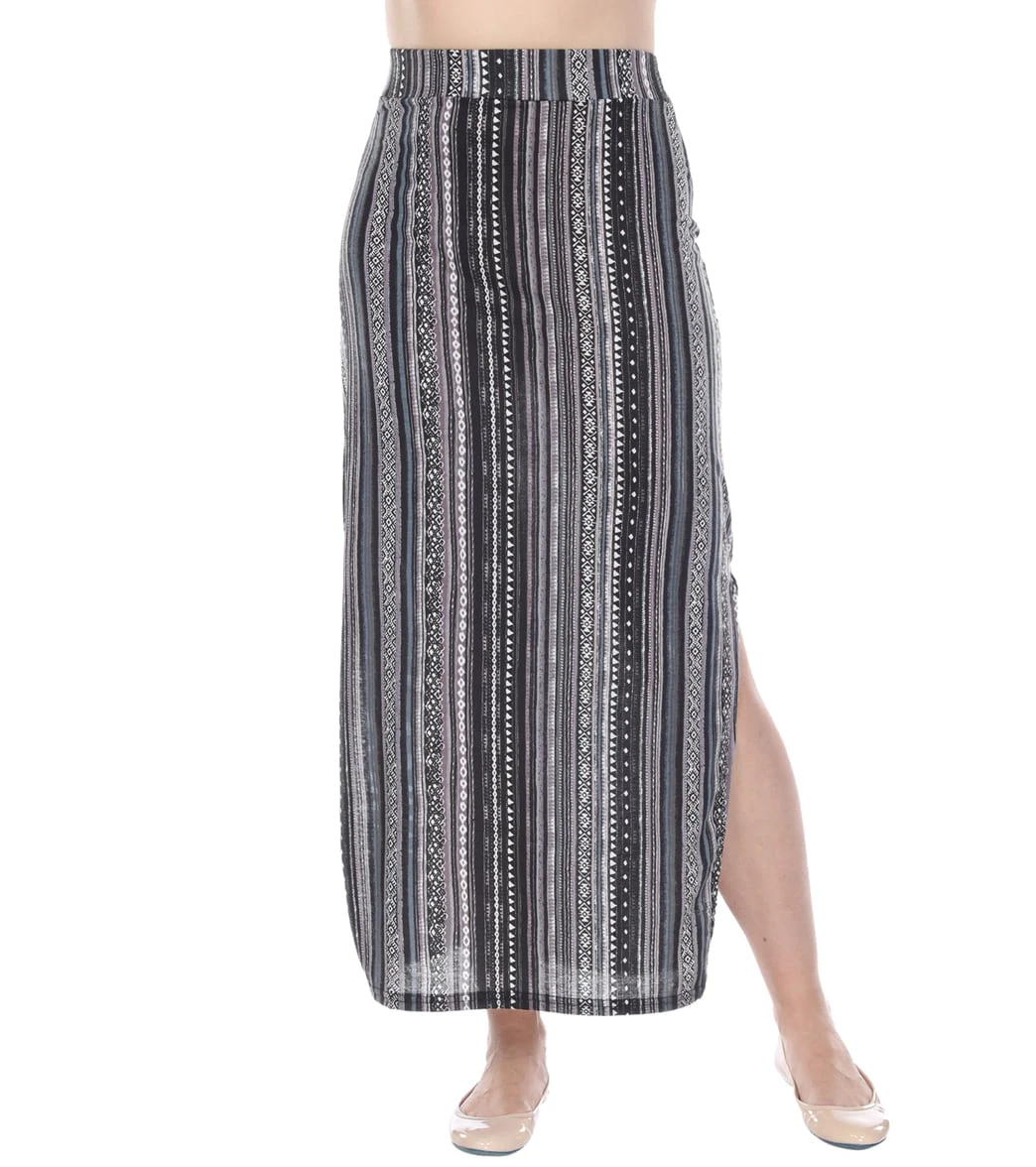 Yak & Yeti Long Skirt Stretchy Striped Tribal Print - Image 4