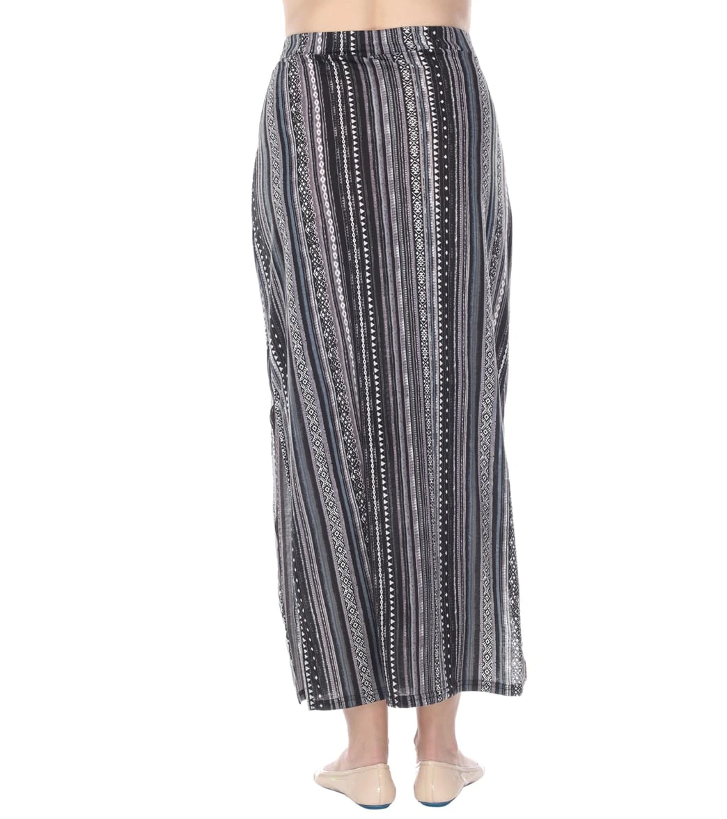 Yak & Yeti Long Skirt Stretchy Striped Tribal Print - Image 3