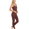 Everyday Yoga Radiant Cheetah Strappy Back Long Leotard 28" Burgundy Cheetah