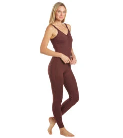 Everyday Yoga Radiant Cheetah Strappy Back Long Leotard 28" Burgundy Cheetah