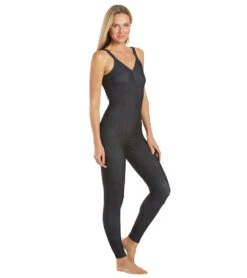 Everyday Yoga Radiant Tribe Strappy Back Long Leotard 28" Black Tribal