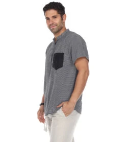 Yak & Yeti Men's Button Up Kurta Shirt Black