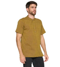 Yak & Yeti Men's Button Up Kurta Mustard