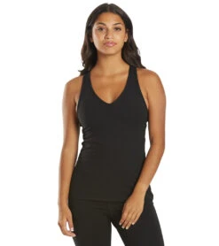 Everyday Yoga Instinct Solid Twisted Back Support Tank Black