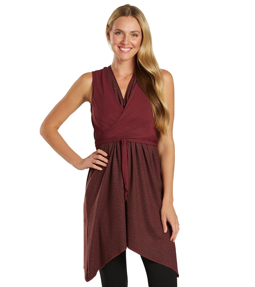 Everyday Yoga Wondrous Cheetah Wrap Dress Burgundy Cheetah - Image 3