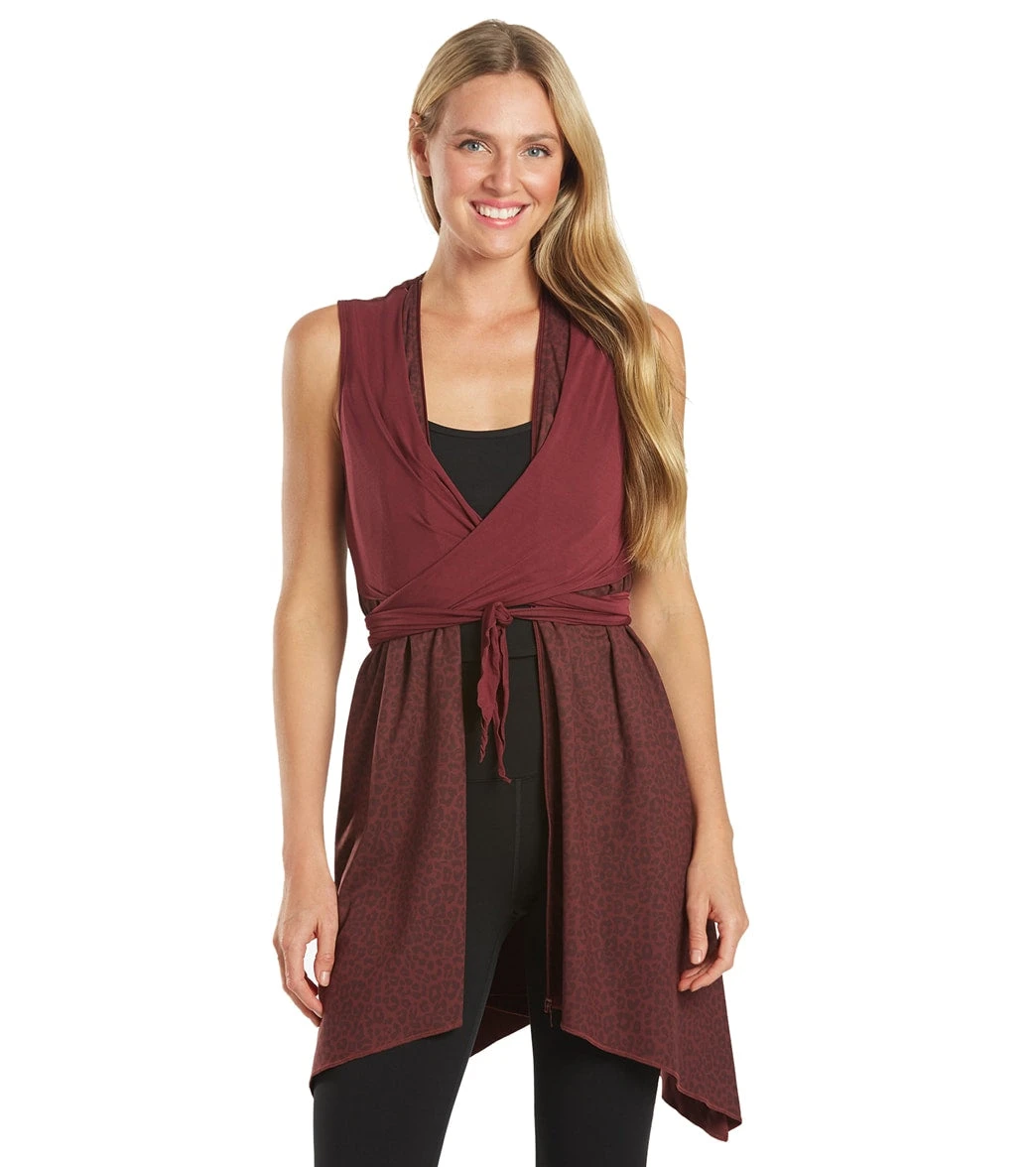 Everyday Yoga Wondrous Cheetah Wrap Dress Burgundy Cheetah - Image 5