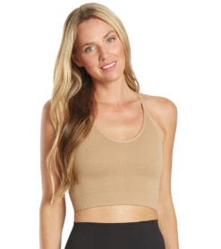 Spiritual Gangster Icon T-Back Sports Bra Camel