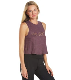 Spiritual Gangster Stay Gold Crop Tank Blackberry