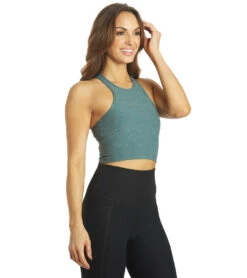 Beyond Yoga Spacedye Studio Cropped Yoga Tank Rainforest Blue Heather