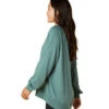 Beyond Yoga Cozy Fleece Saturday Oversized Pullover Rainforest Blue