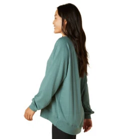 Beyond Yoga Cozy Fleece Saturday Oversized Pullover Rainforest Blue