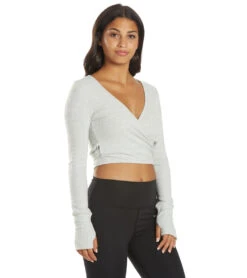 Spiritual Gangster Reversible Ballet Rib Wrap Sweater Heather Ash