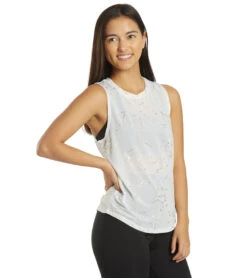 Spiritual Gangster Active Muscle Tank White Zodiac Print