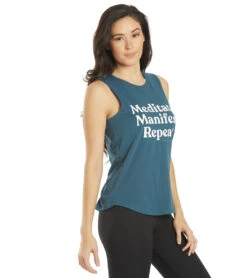 Spiritual Gangster Meditate Muscle Tank Teal