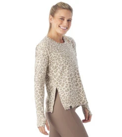 Glyder Lounge Long Sleeve Tee Oatmilk Leopard