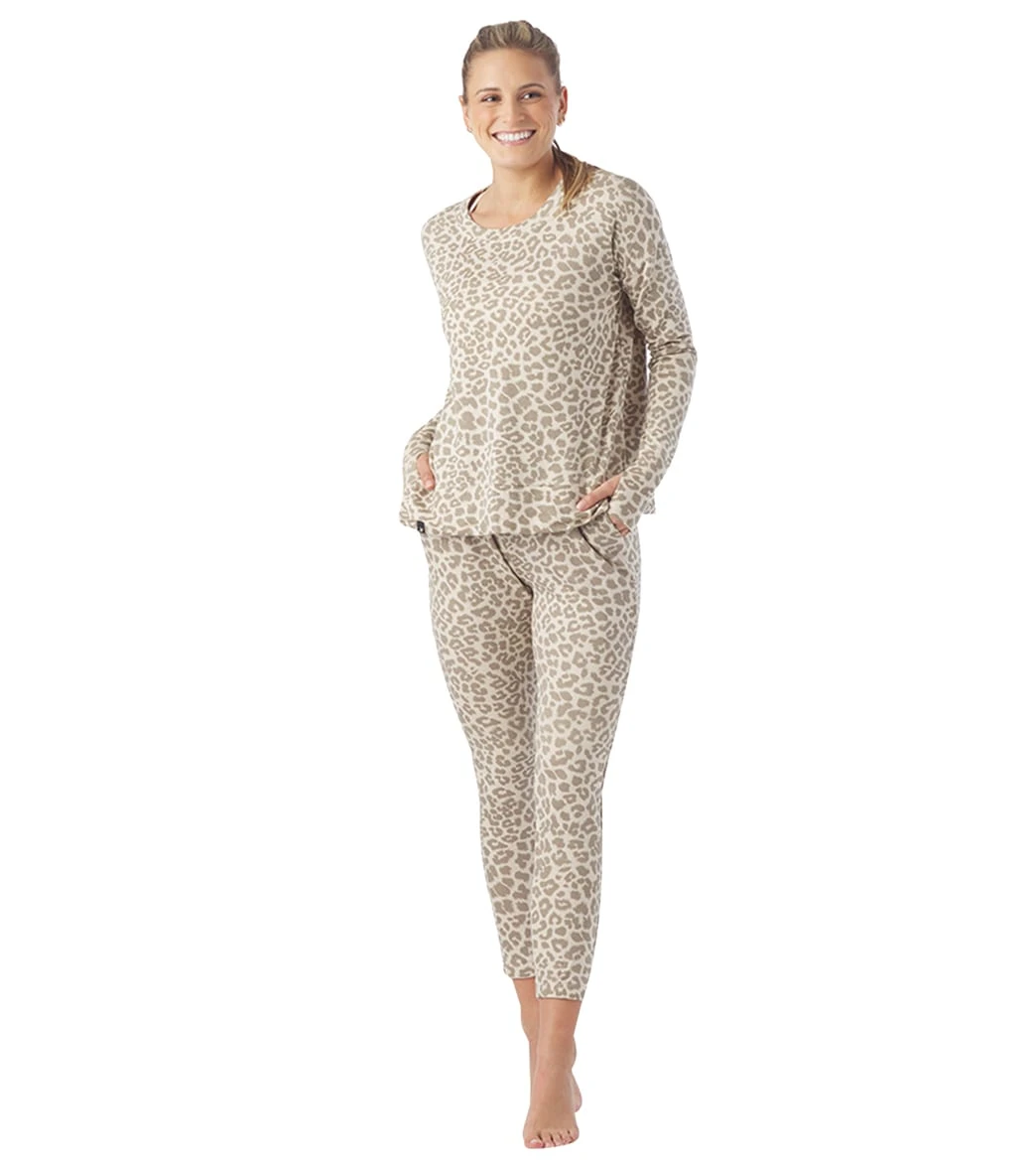 Glyder Lounge Long Sleeve Tee Oatmilk Leopard - Image 3