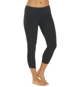 Hard Tail Racer Stripe Flat Waist Ankle Leggings Black