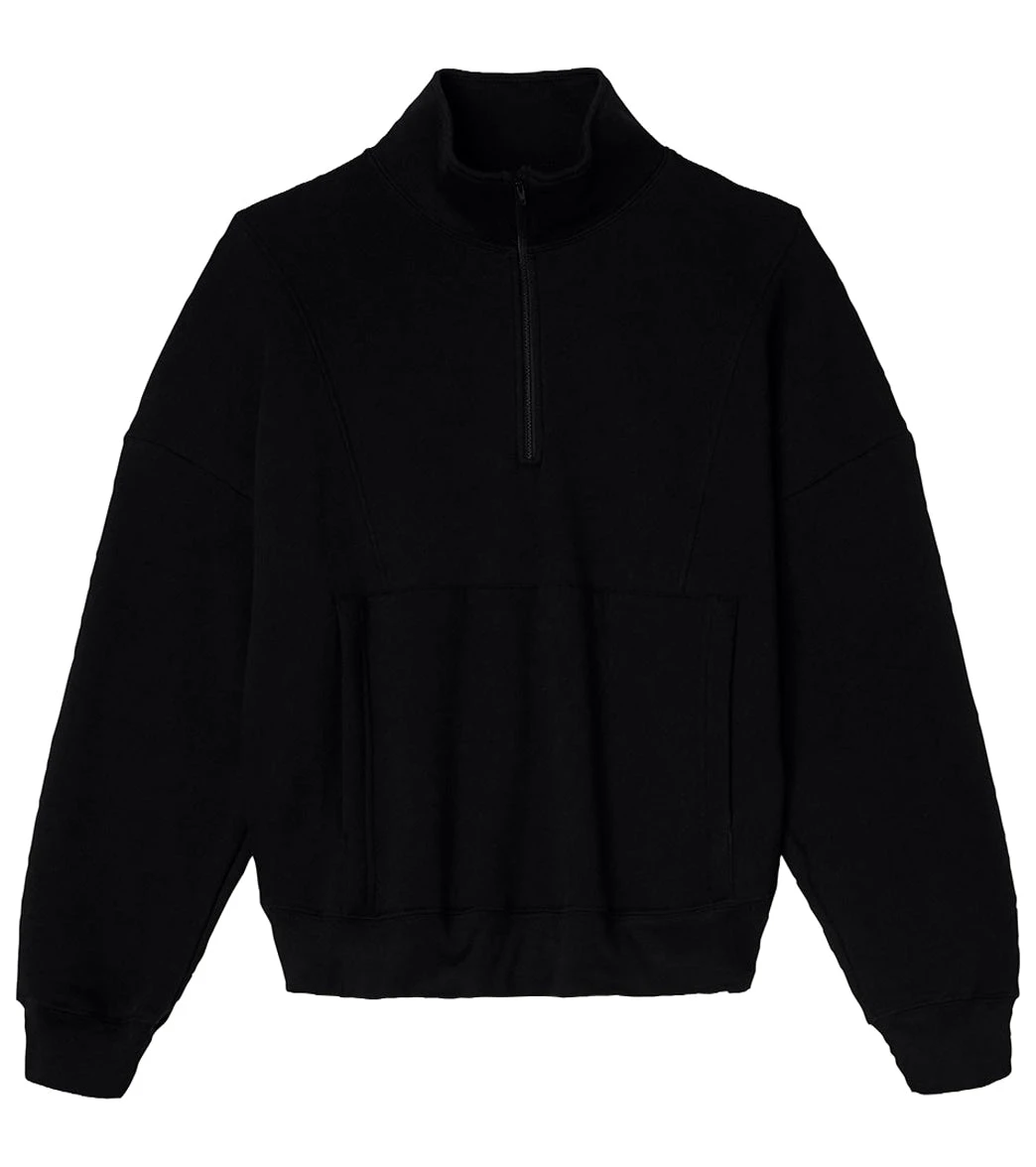 Bella + Canvas 1/2 Zip Sweatshirt Black - Image 3