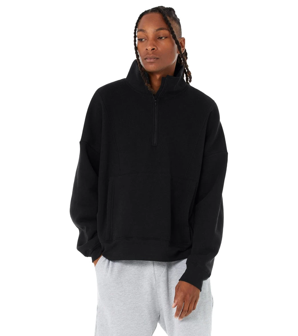 Bella + Canvas 1/2 Zip Sweatshirt Black - Image 4