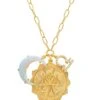 TAI Jewelry Zodiac Coin Necklace With Opal Moon Charm Libra