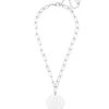 Zenzii Emblem Pendant And Chain Collar Necklace Matte Silver