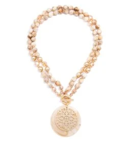 Zenzii Marbled Resin Beaded Pendant Necklace