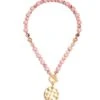 Zenzii Porcelain & Resin Beaded Charm Necklace Rose